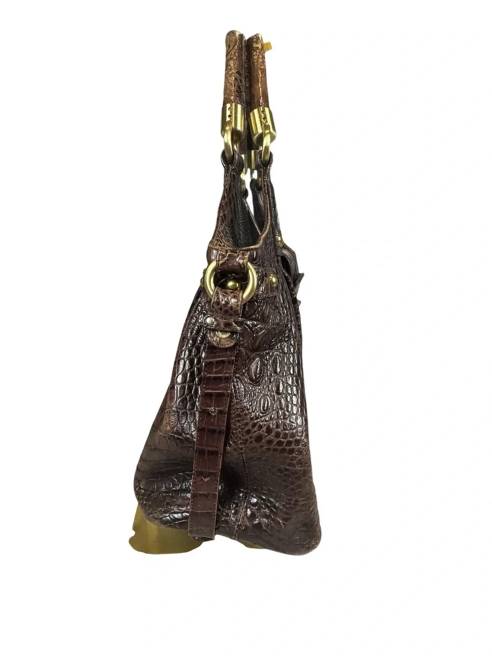 Brahmin Dagny Melbourne Croc Embossed Brown Satchel & Wallet Set